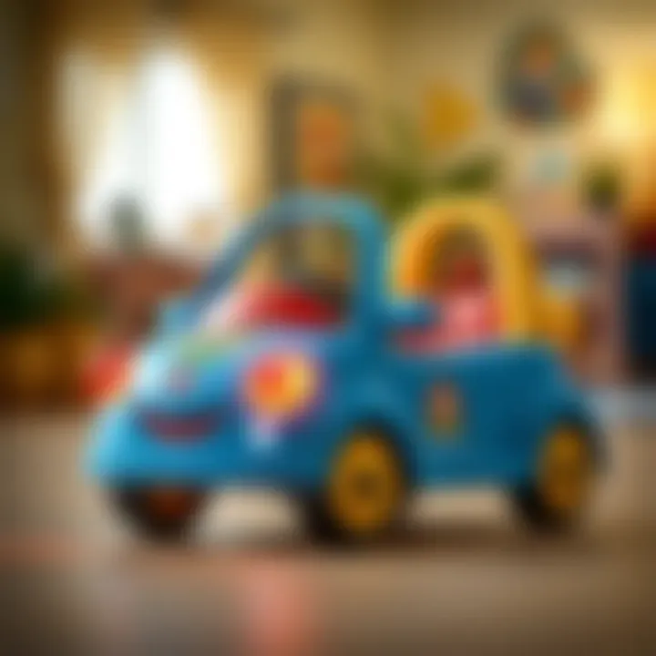 Features of Fisher Price Smile Car highlighted