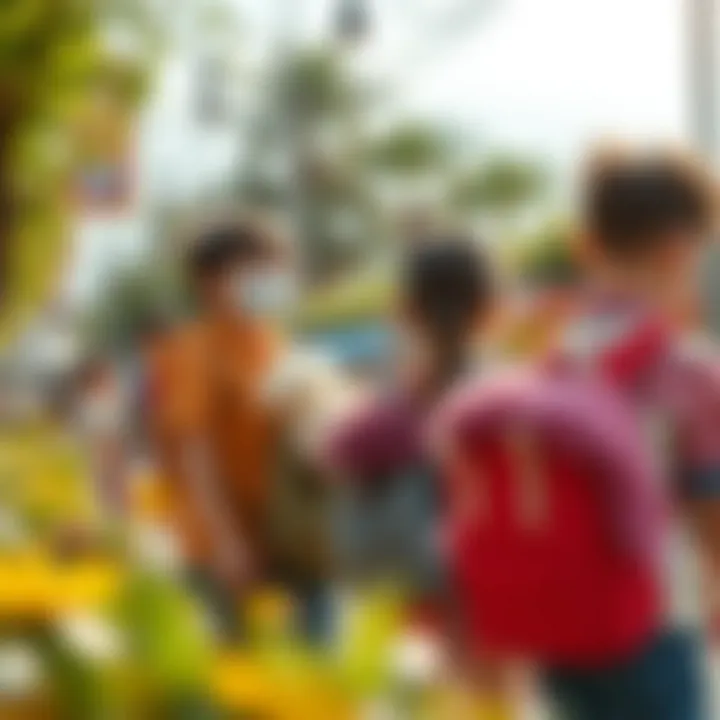 Diverse age groups using fluffy backpacks