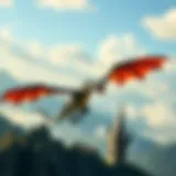 A majestic flying dragon soaring over a mystical landscape