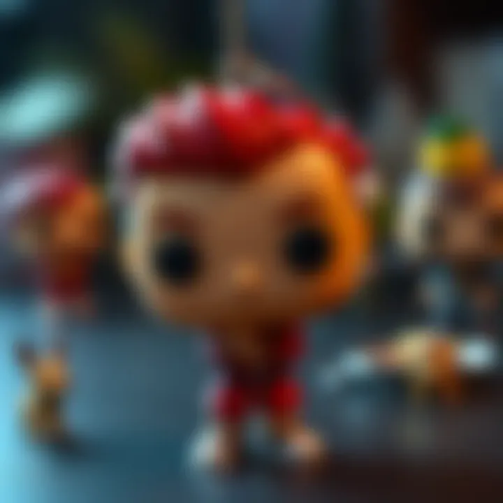Close-up on a unique Funko Pop character keychain