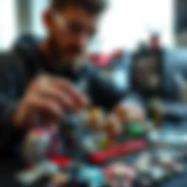 A collector organizing their Funko Pop keychains in a stylish arrangement