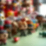 A vibrant display of Funko Pop keychains showcasing various characters