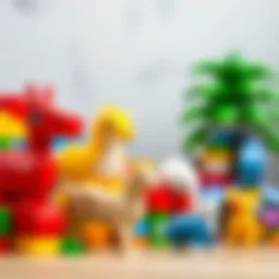 Colorful animal Lego blocks arranged creatively