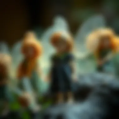 An artistic depiction of the history of fairy dolls through the ages.