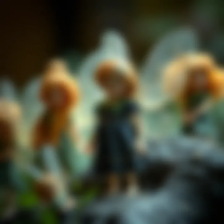 An artistic depiction of the history of fairy dolls through the ages.