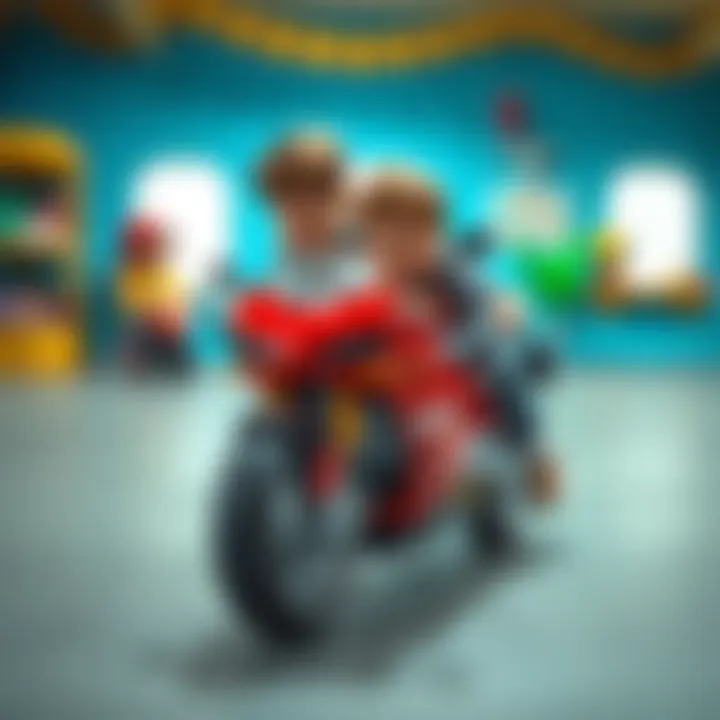 Children engaging with the Hot Wheels Ducati toy in a playful environment