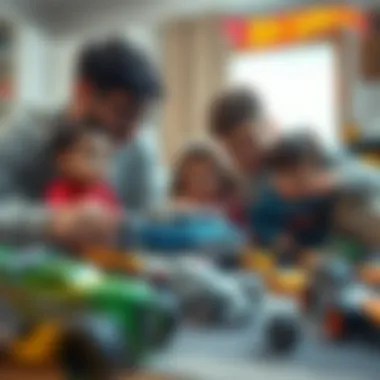 Family engaging in Hot Wheels playtime, fostering bonding moments