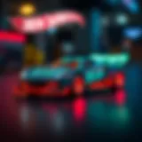 Glow-in-the-dark Hot Wheels car in action