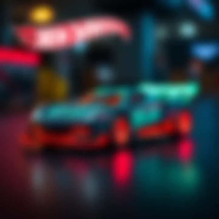 Glow-in-the-dark Hot Wheels car in action