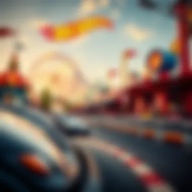 Vibrant view of Hot Wheels Park with playful attractions