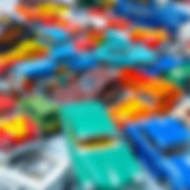 Vintage Collection for Enthusiasts A collection of vintage Hot Wheels cars arranged neatly for collectors