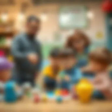 Parents actively participating in children's joke activities