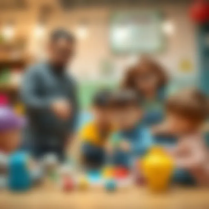 Parents actively participating in children's joke activities