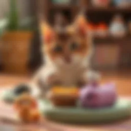 A playful cat engaging with a stimulating pet set