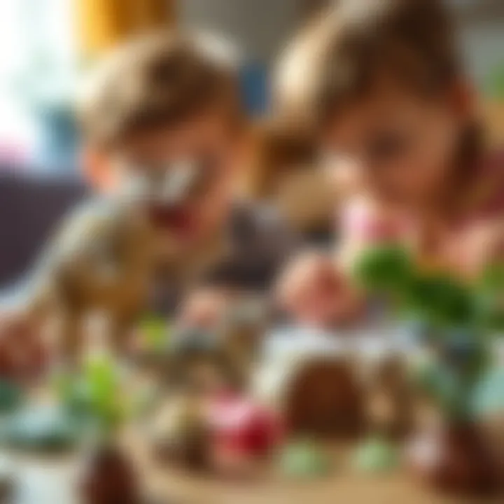 Kids learning through interactive play with Carnotaurus figures