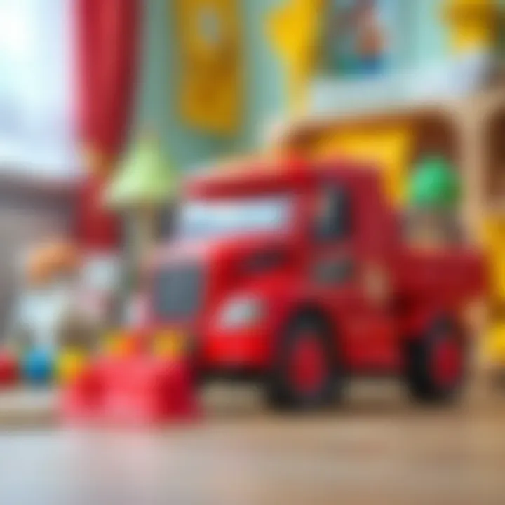Vibrant Red Toy Truck Vibrant red toy truck in a child's playroom