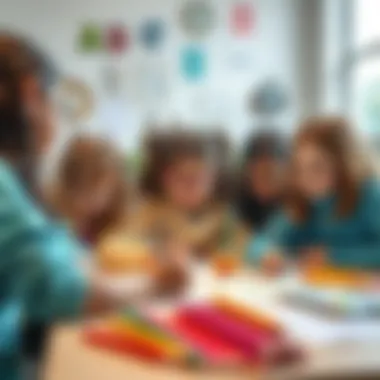 Collaborative drawing session among girls, highlighting teamwork