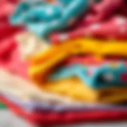 Colorful fabric pieces for doll making