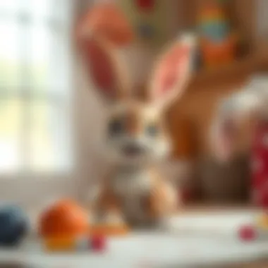 Colorful rabbit drawing with playful expressions.