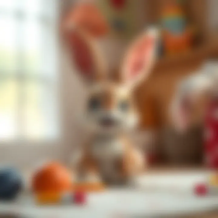 Colorful rabbit drawing with playful expressions.