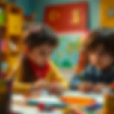 Children enjoying drawing session