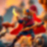 Colorful illustration of Kral Şakir engaging in an adventurous quest