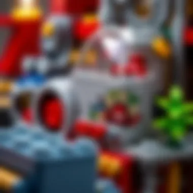 Close-up of unique building elements within the Lego set