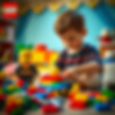 Child engaged in building with Lego bricks