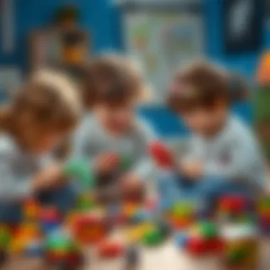 Children playing with LEGO set together