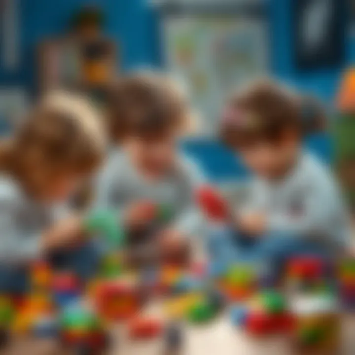 Children playing with LEGO set together