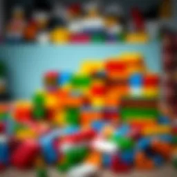 Colorful LEGO building blocks arranged creatively