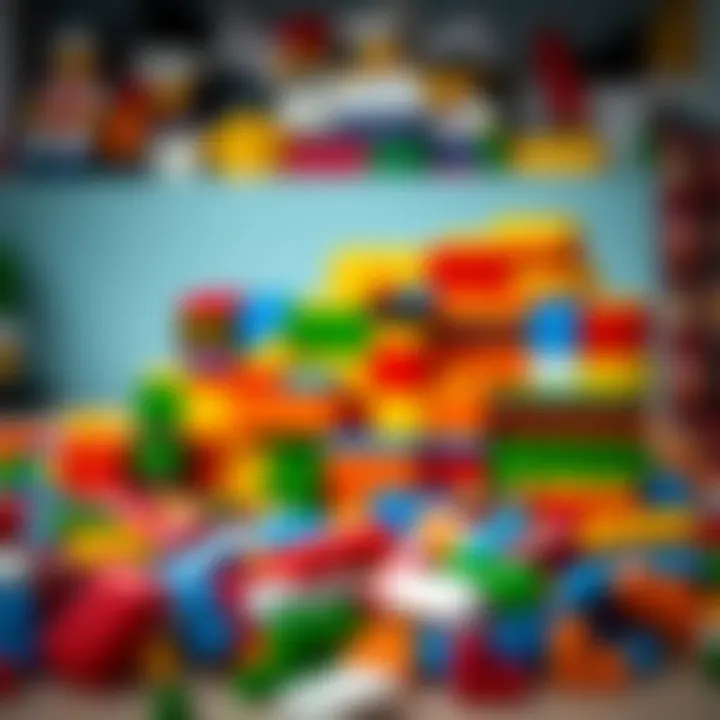 Colorful LEGO building blocks arranged creatively