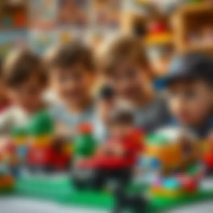 Children showcasing their Lego creations