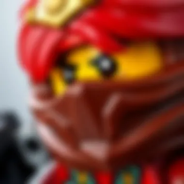 Close-up of a Lego Ninjago character's intricate design and features
