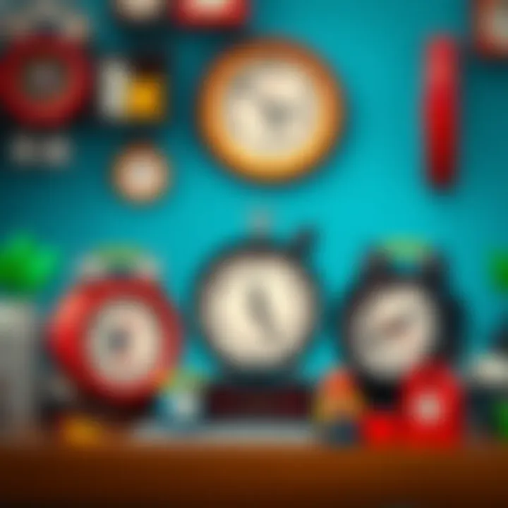 Different designs of Lego clocks promoting creativity