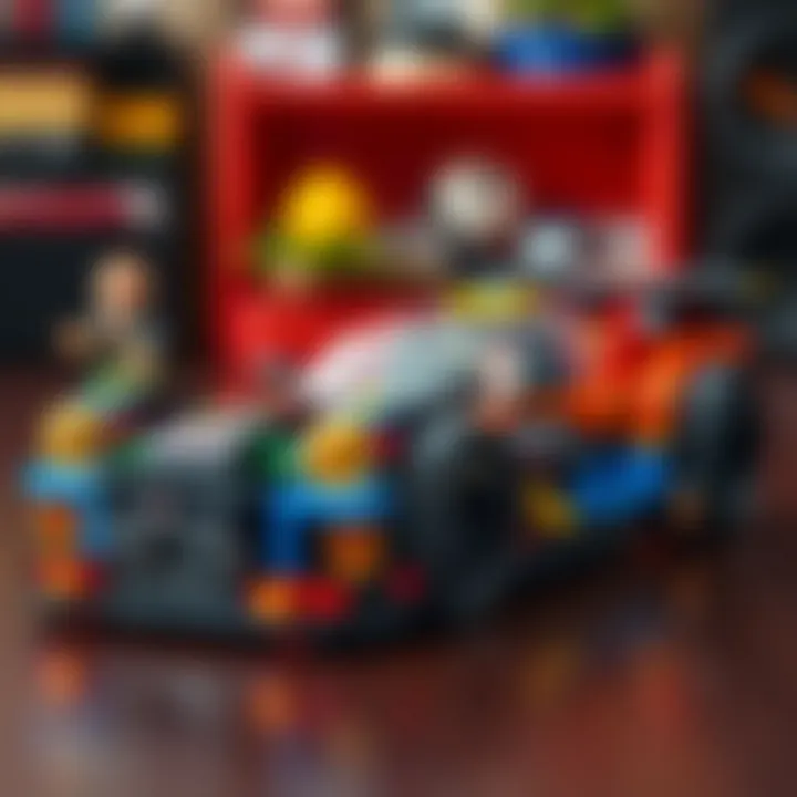 An intricate Lego Speed Champions car model showcasing fine details and vibrant colors.