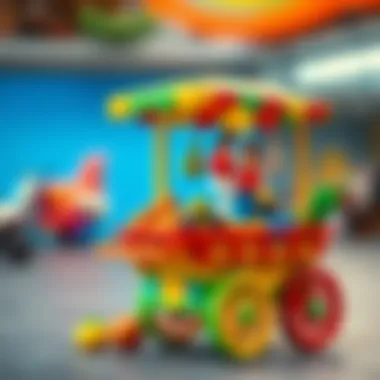 Colorful market cart encouraging imaginative play