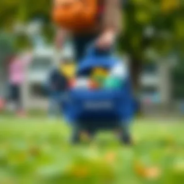 Parent using Master Pack bag for transporting toys