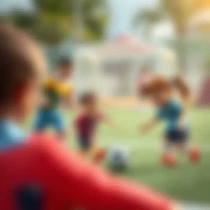 Family participating in mini football, showcasing teamwork and joy