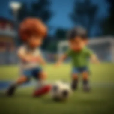 Children practicing football skills, enhancing physical development