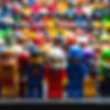 Colorful collection of minifigures showcasing various characters.