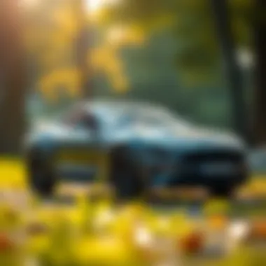 1/18 Scale Model Car in an Artistic Setting An individual 1/18 scale model car in a natural setting