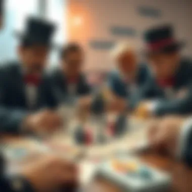 A strategic game session highlighting the tactical use of Monopoly cards among players.