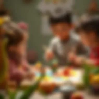 Children engaged in painting Niloya and Tospik