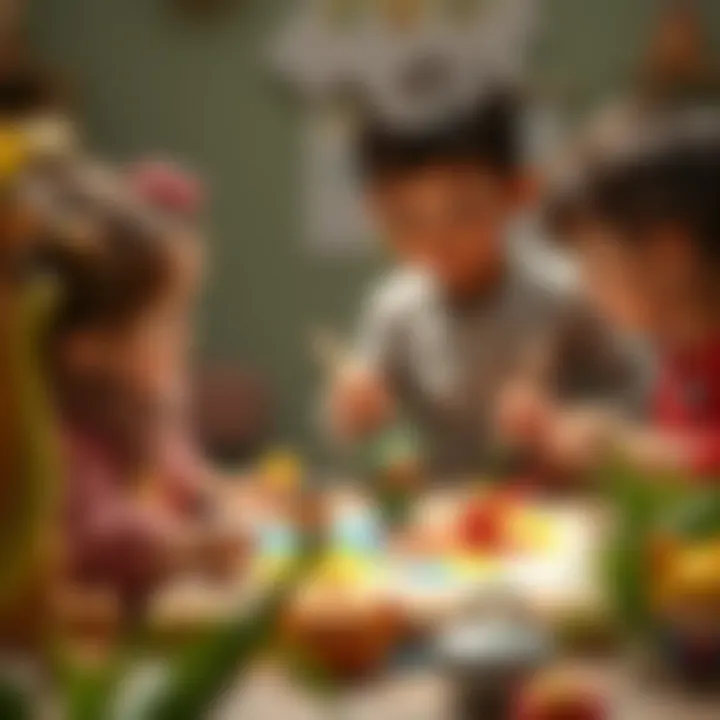 Children engaged in painting Niloya and Tospik