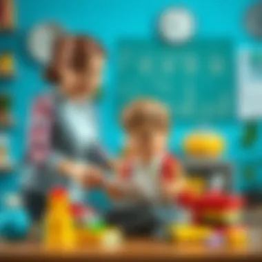 Parent assisting child with school materials