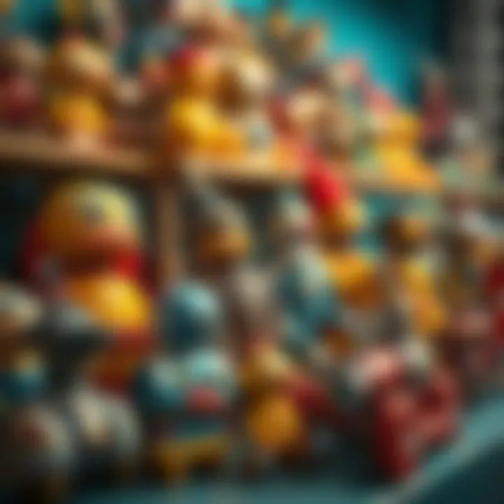 Colorful array of vintage handmade toys showcasing craftsmanship