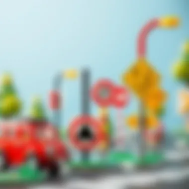 Imaginative Play with Toy Traffic Signs Colorful toy traffic signs set promoting imaginative play