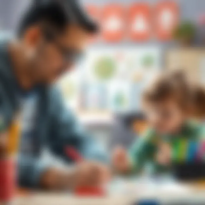 An engaging parent-child moment during drawing