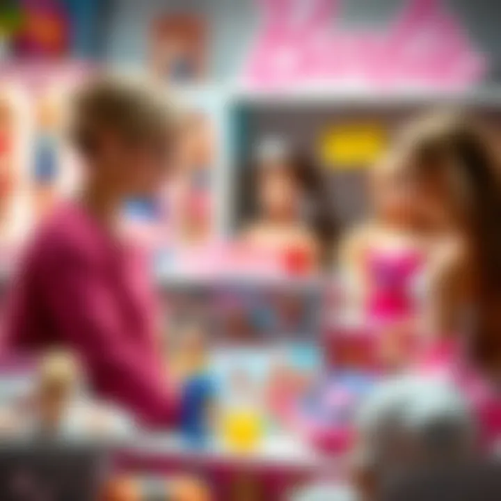Parents selecting Barbie toys for their children, emphasizing thoughtful choices